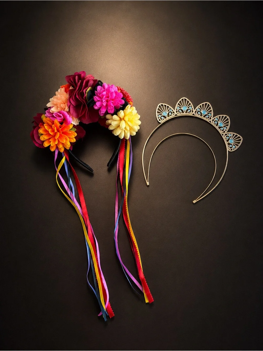 Girls Floral Headband with Ribbon Streamers - Multicolor